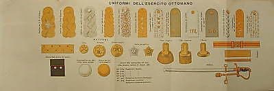 Stampa Cromolitografica Uniformi Esercito Ottomano Primo '900