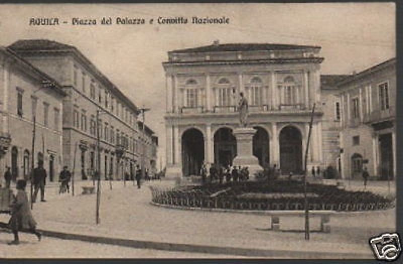 L'Aquila Piazza Del Palazzo E Convitto Nazionale Cartolina Originale 1912