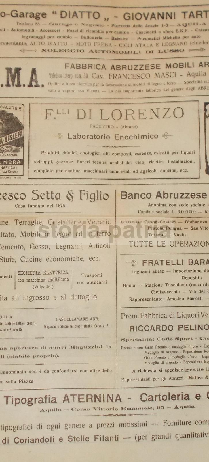 Giornale Aternina L'Aquila, Febbraio 1923, Cronaca Abruzzo