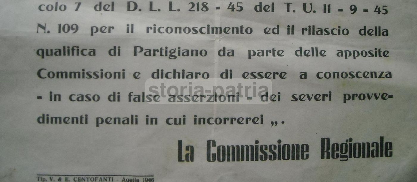 Manifesto Partigiano ANPI L'Aquila Abruzzo 1946 Antifascismo