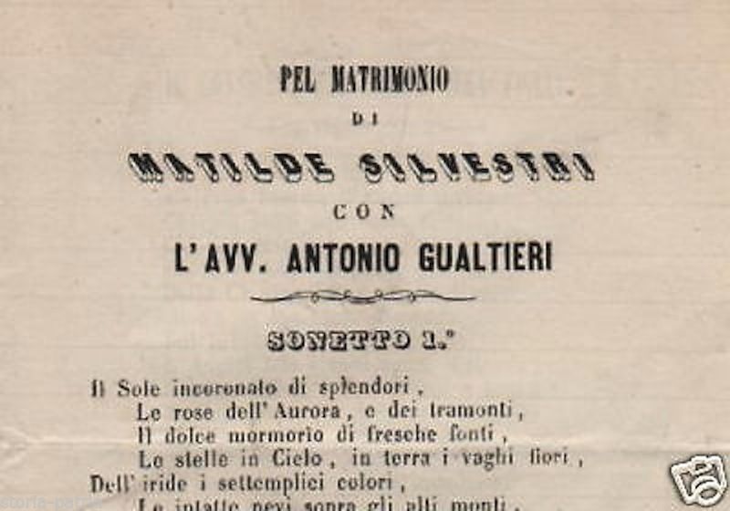 Sonetti Per Le Nozze Silvestri Gualtieri (1870), Barone Bonanni, L'Aquila