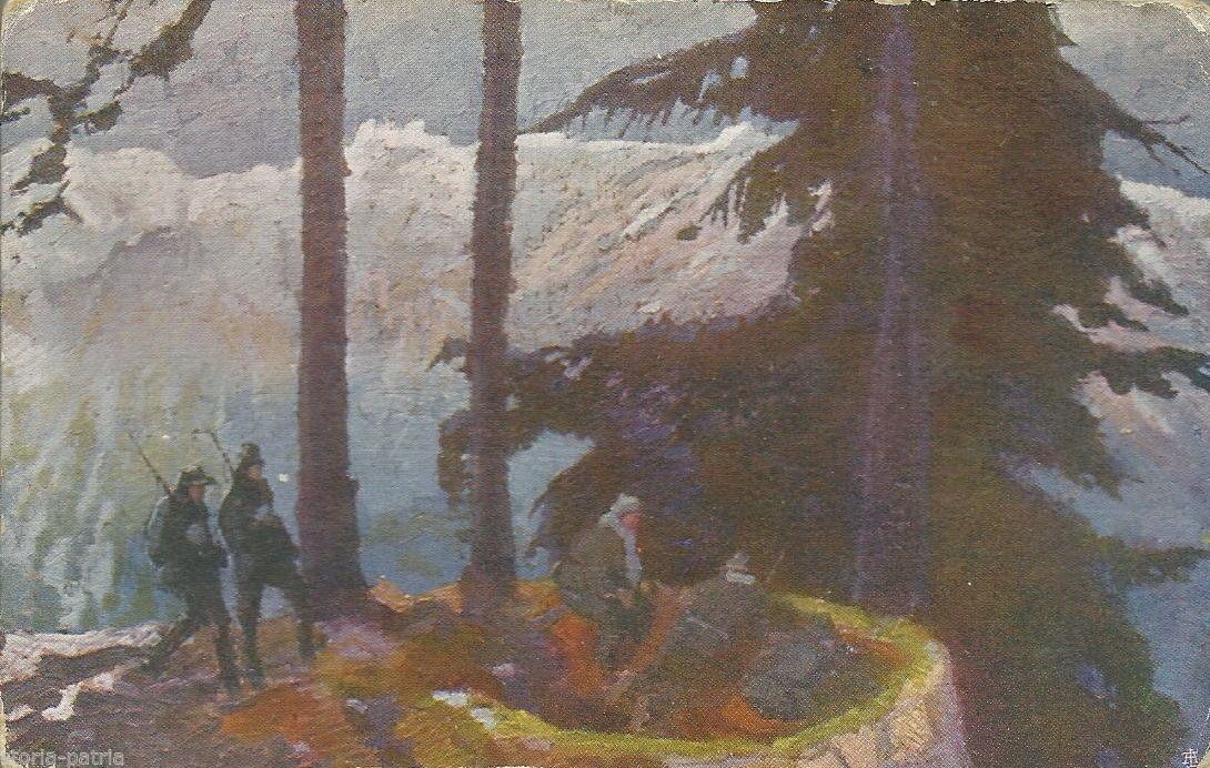 Cartolina Croce Rossa Italiana Tommaso Cascella, "Un Nido Di Alpini"