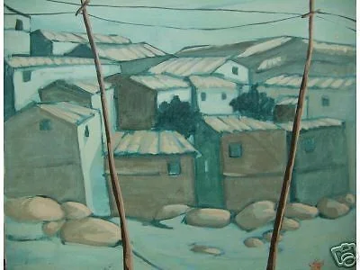 Oil on Canvas Painting, Abruzzo Landscape, Novelli, 1975