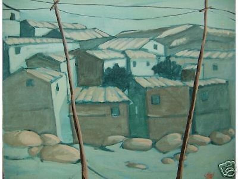 Dipinto Olio Su Tela Paesaggio Abruzzo Novelli 1975