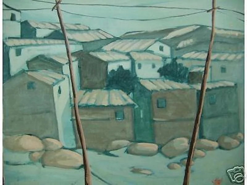 Oil on Canvas Painting, Abruzzo Landscape, Novelli, 1975