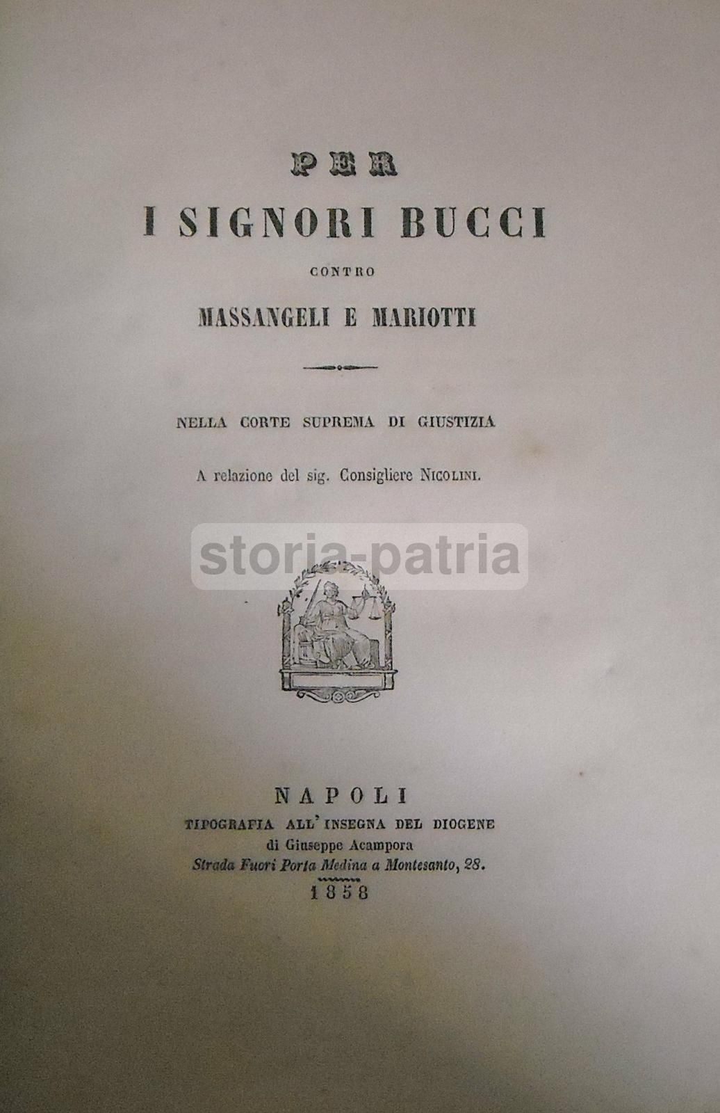 Causa Bucci Contro Massangeli E Mariotti, Napoli 1858, Abruzzo