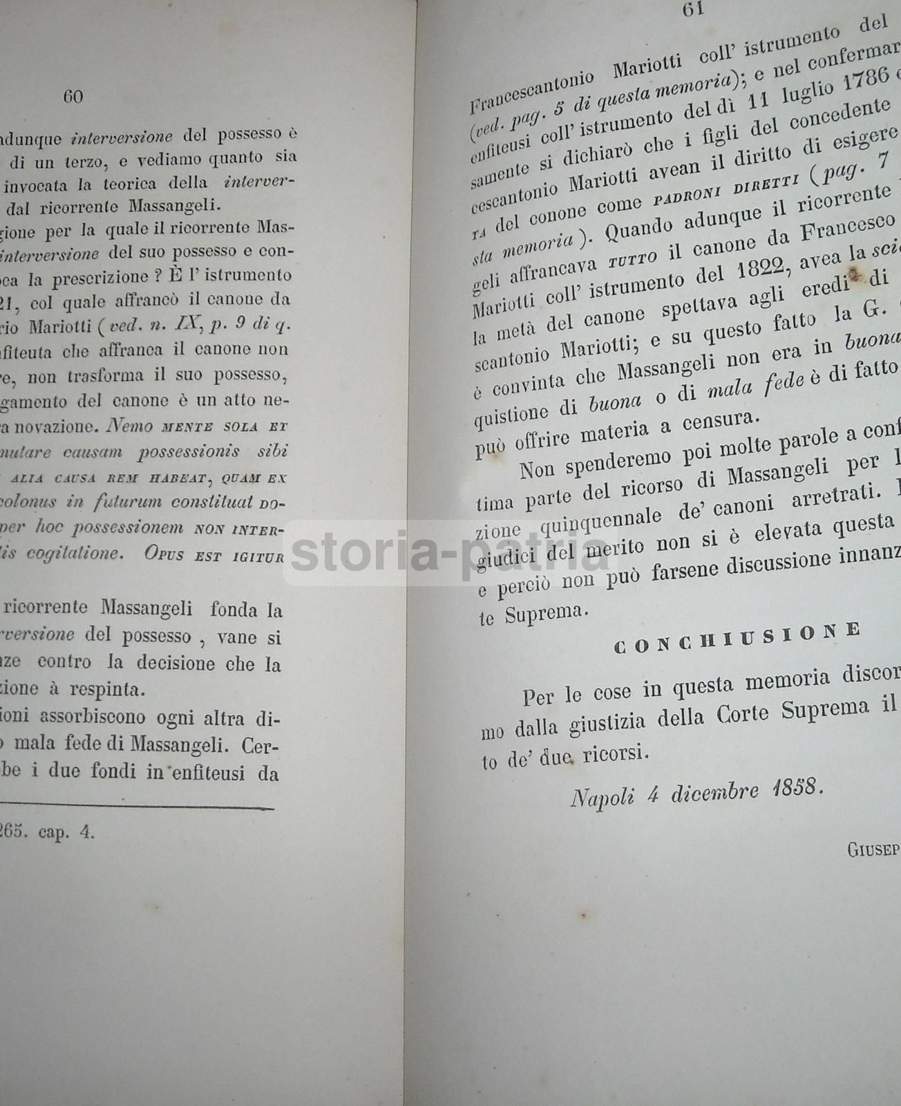 Causa Bucci Contro Massangeli E Mariotti, Napoli 1858, Abruzzo