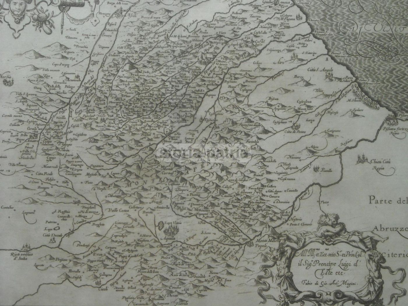Mappa Antica Dell'Abruzzo Ulteriore Di Giovanni Antonio Magini (1620)