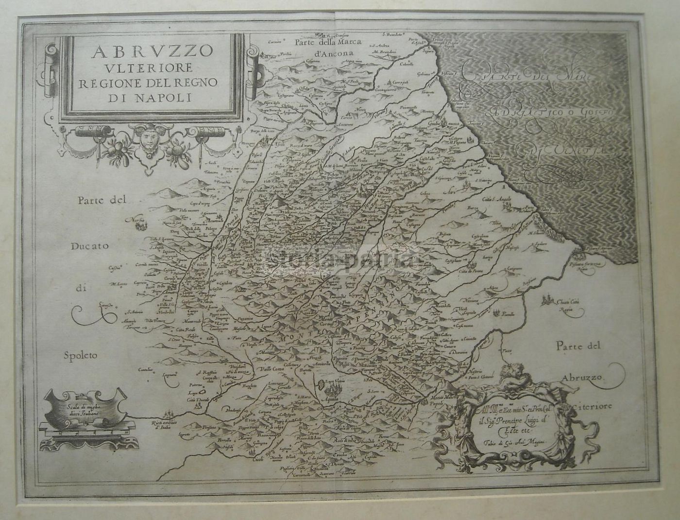 Mappa Antica Dell'Abruzzo Ulteriore Di Giovanni Antonio Magini (1620)
