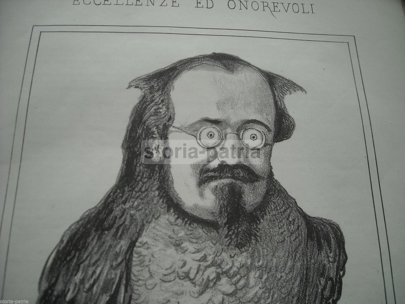 Caricatura Satirica Silvio Spaventa Risorgimento Litografia 1865