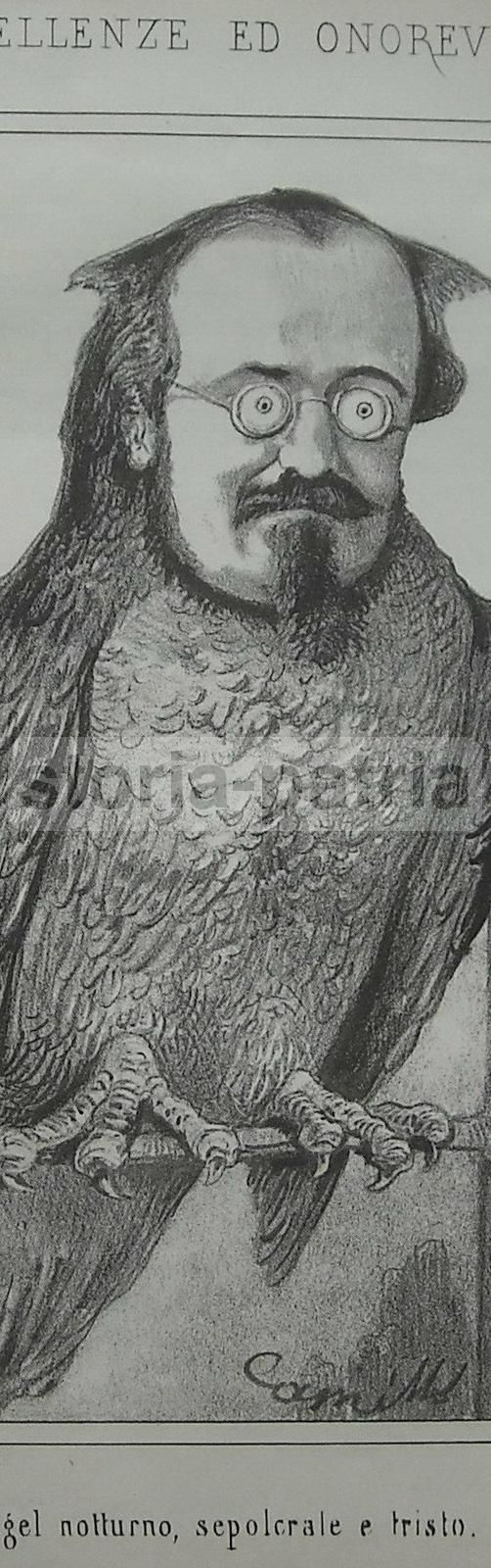 Caricatura Satirica Silvio Spaventa Risorgimento Litografia 1865