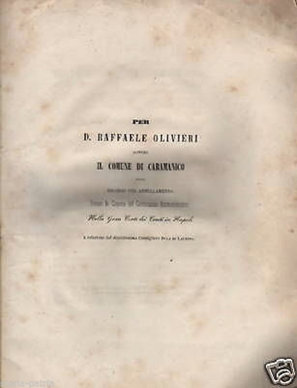 Ricorso Olivieri Contro Il Comune Di Caramanico, Napoli 1852, Abruzzo
