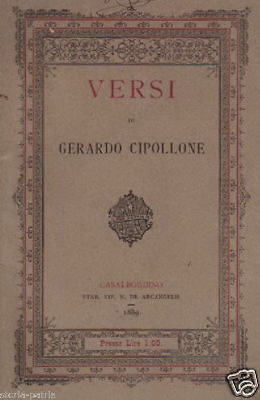 Versi Di Gerardo Cipollone (1889) Casalbordino   Edizione Originale Rara