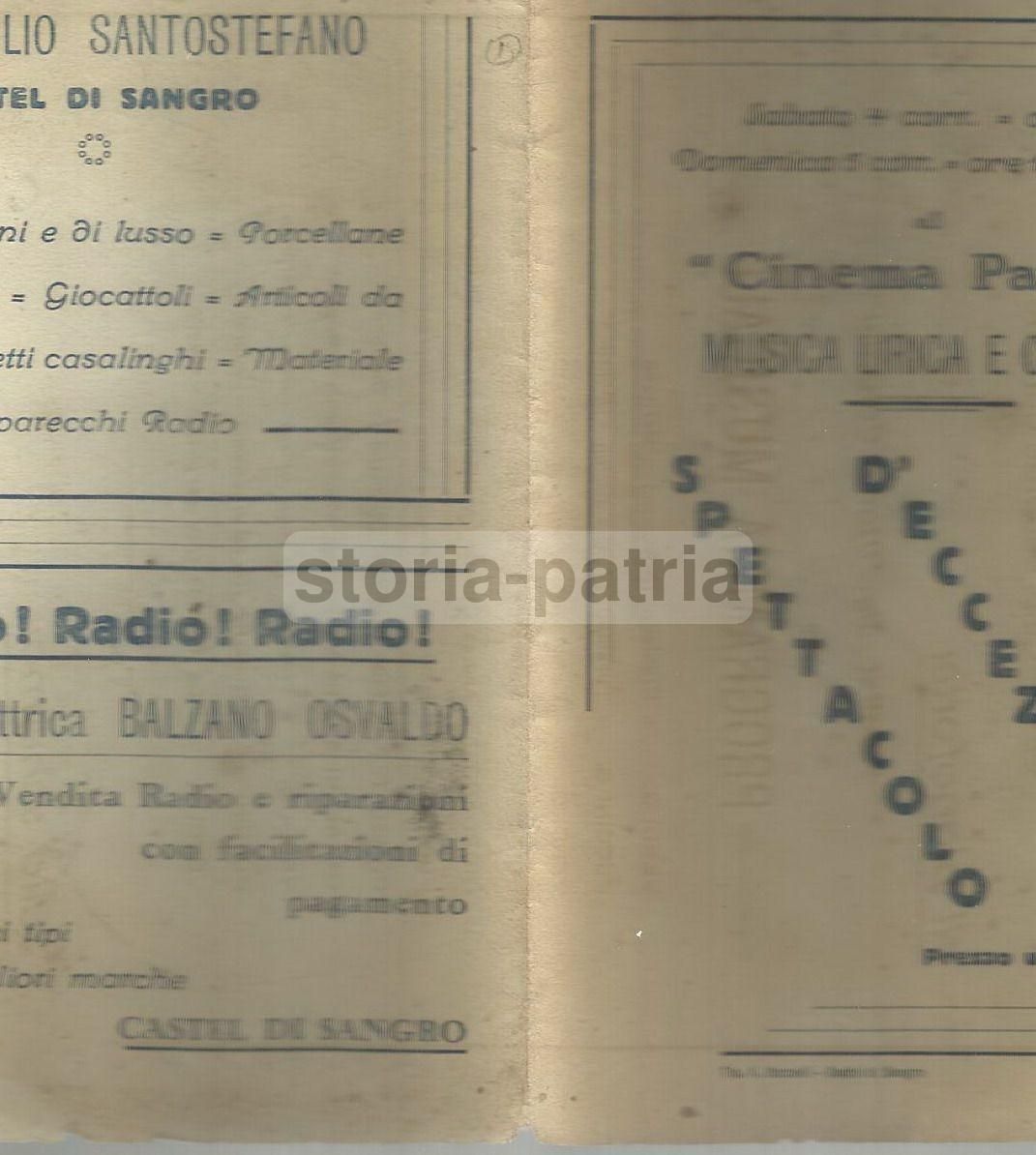 Depliant Cinema Patini, Castel Di Sangro: Concerto Adamini E Carugno
