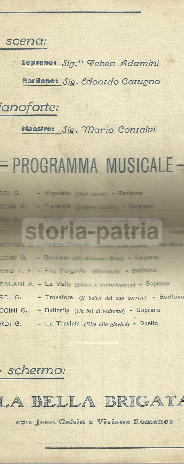 Depliant Cinema Patini, Castel Di Sangro: Concerto Adamini E Carugno