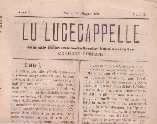 Lu Lucecappelle 1891: Giornale Satirico In Dialetto Abruzzese (Chieti)