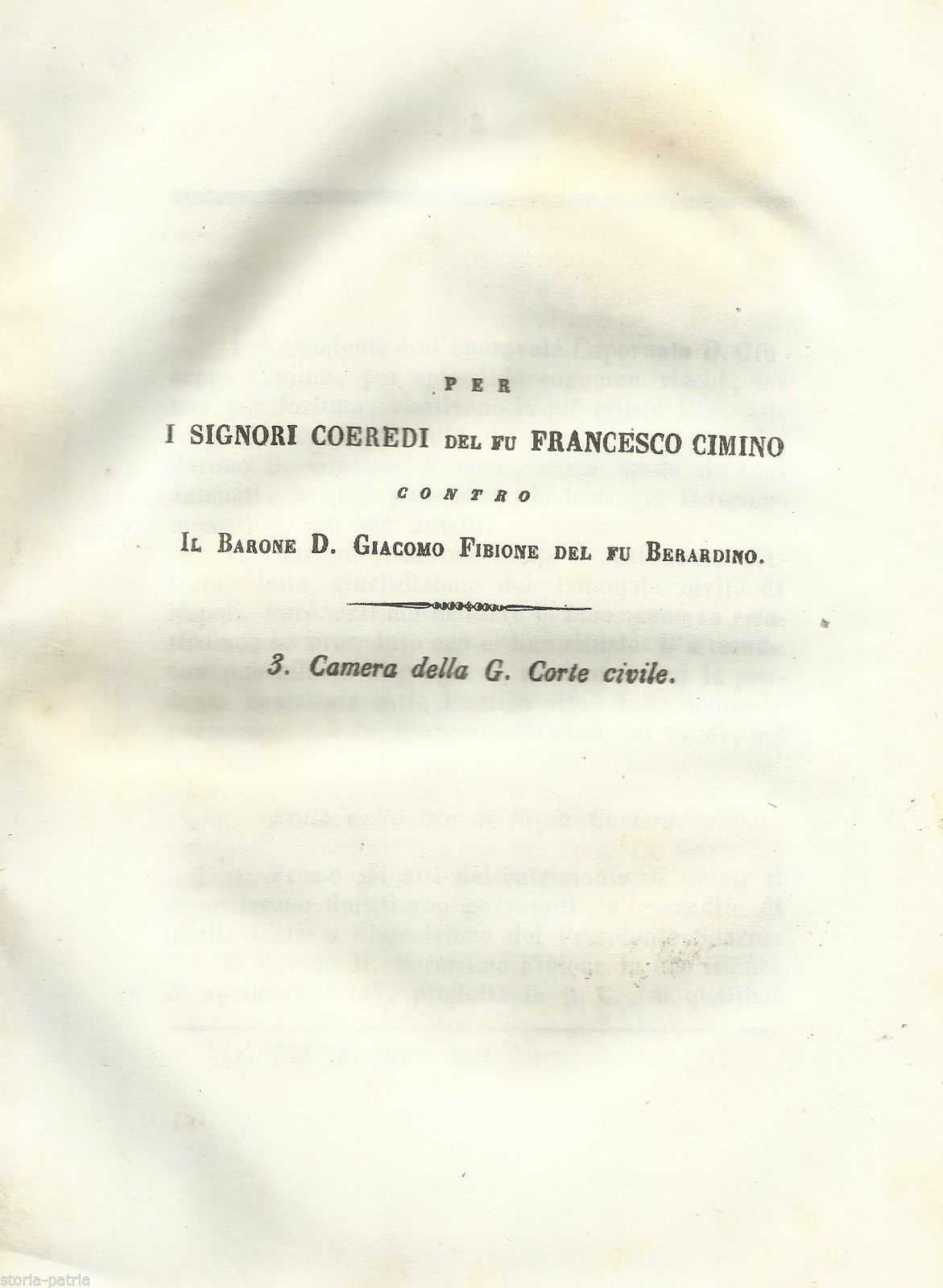 Allegazione Giuridica Cimino Contro Fibione, Chieti E Napoli, 1852