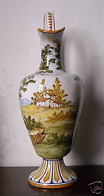 Brocca In Ceramica Di A. Desiderio Con Vedute Paesaggistiche, Chieti
