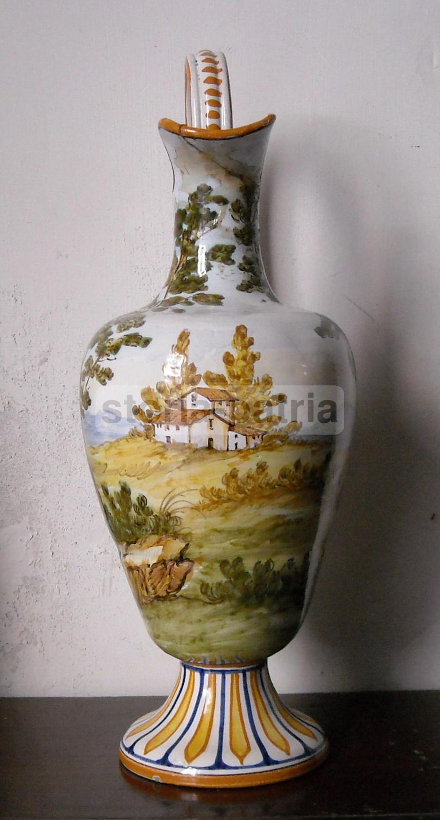 Brocca In Ceramica Di A. Desiderio Con Vedute Paesaggistiche, Chieti