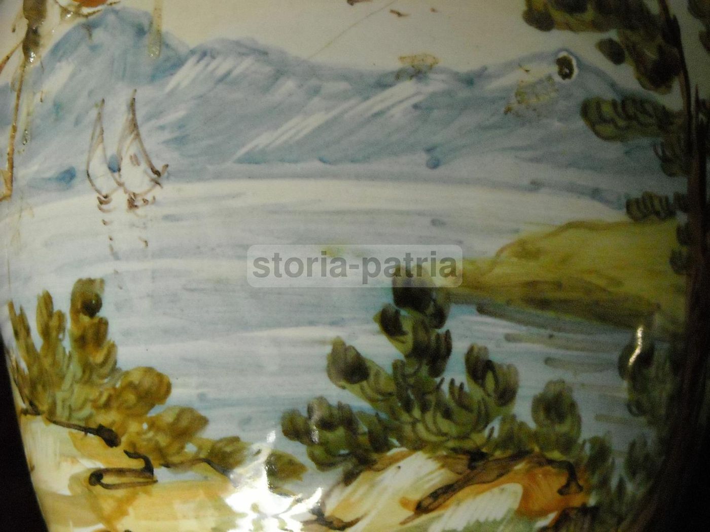 Brocca In Ceramica Di A. Desiderio Con Vedute Paesaggistiche, Chieti