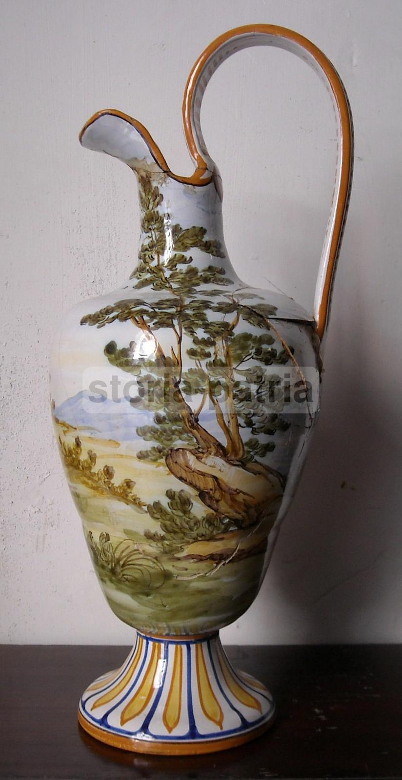 Brocca In Ceramica Di A. Desiderio Con Vedute Paesaggistiche, Chieti