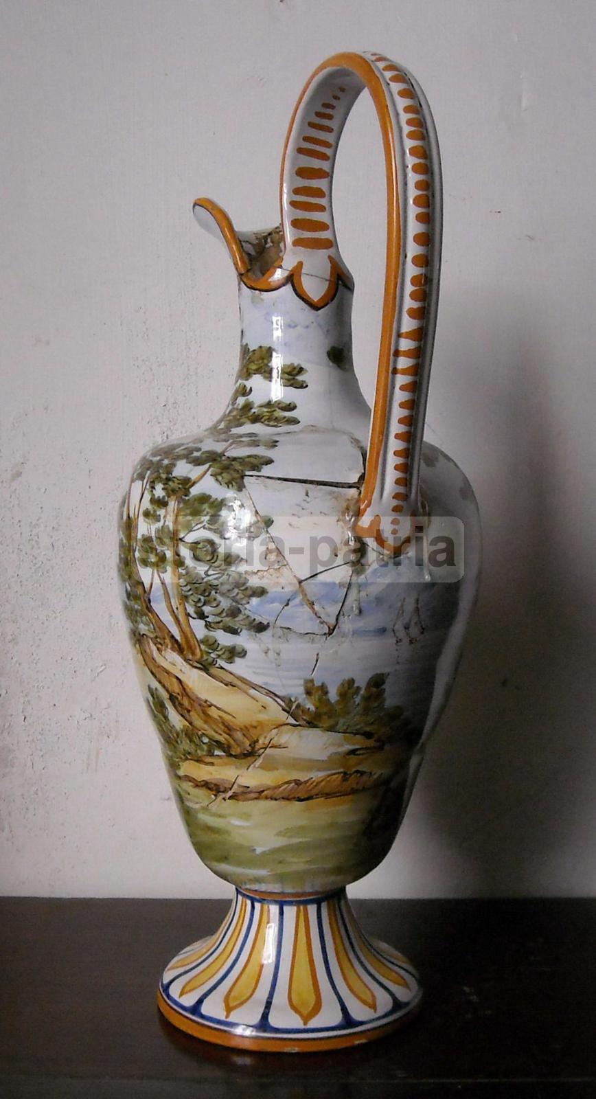 Brocca In Ceramica Di A. Desiderio Con Vedute Paesaggistiche, Chieti