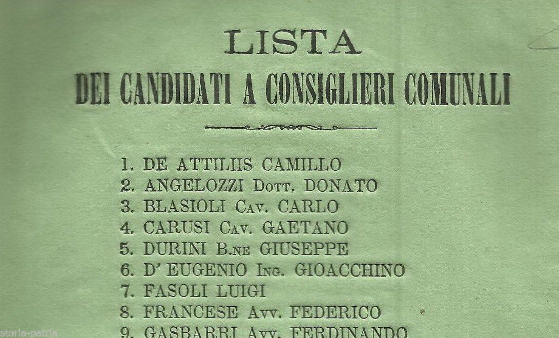 Lista Candidati Consiglio Comunale Chieti Abruzzo Volantino '800