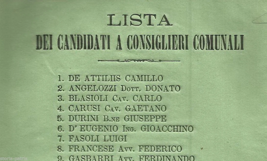 Lista Candidati Consiglio Comunale Chieti Abruzzo Volantino '800