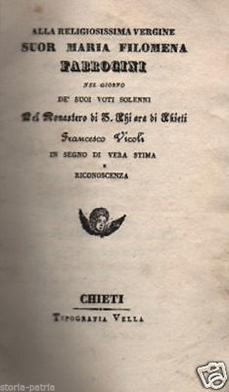 Francesco Vicoli, Alla Religiosissima Vergine Suor Maria Filomena Fabrocini, Chieti, 1840