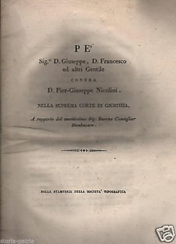 Allegazione Giuridica Gentile Vs Nicolini, Napoli 1822, Abruzzo