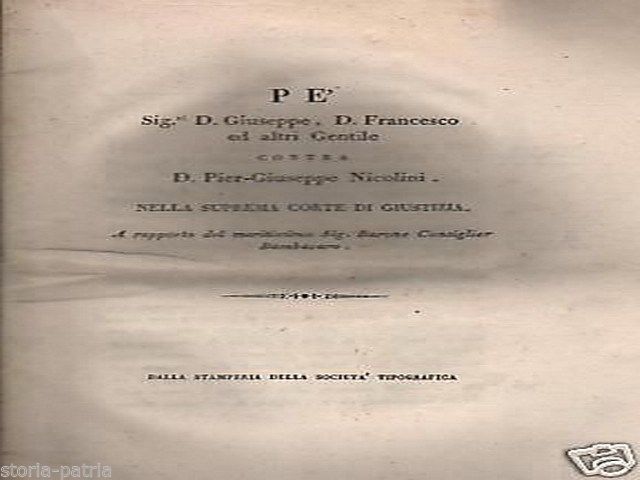 Allegazione Giuridica Gentile Vs Nicolini, Napoli 1822, Abruzzo