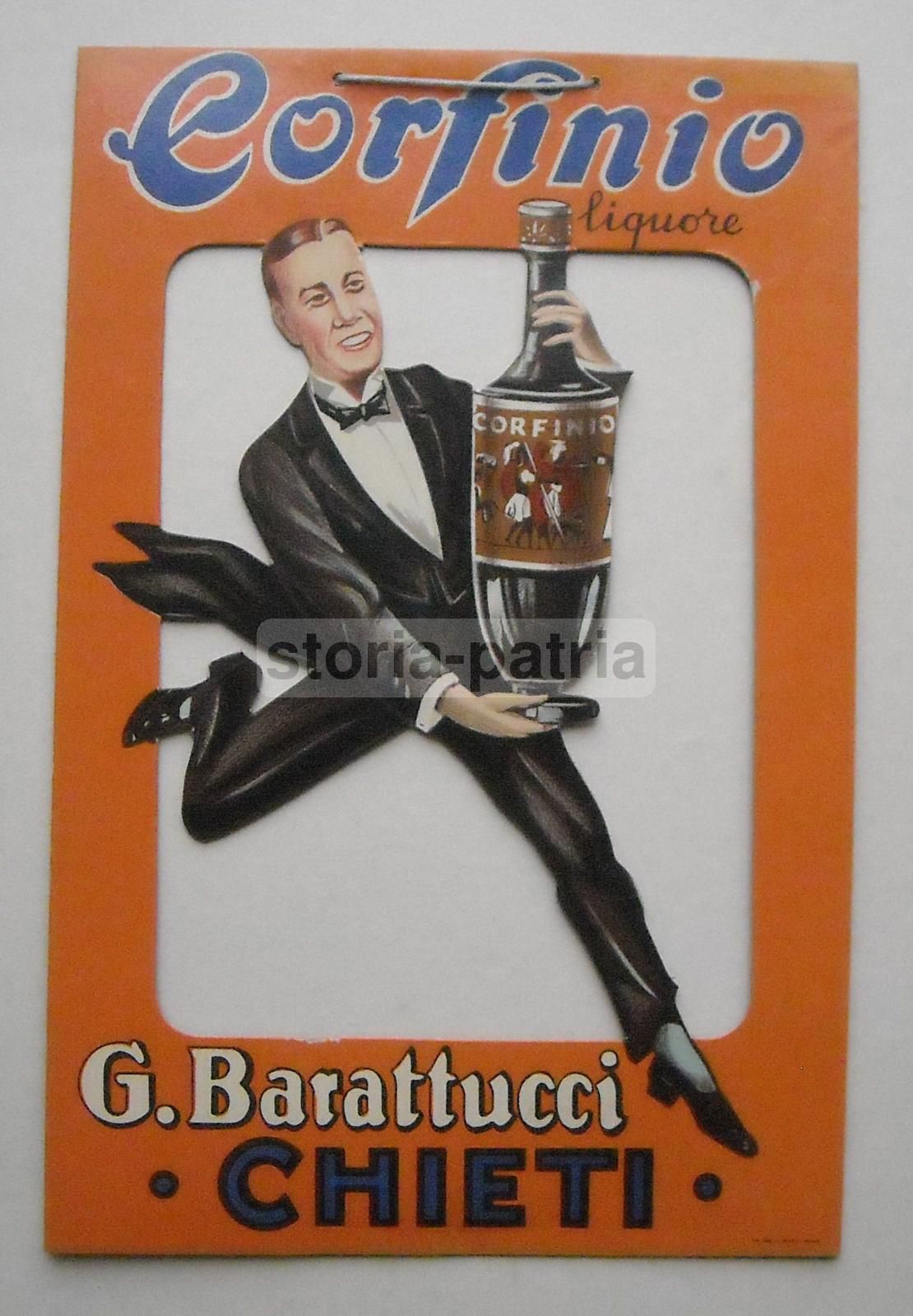Locandina Pubblicitaria Liquore Corfinio Barattucci Chieti 1930