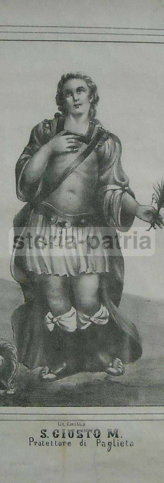 Antica Stampa Popolare Di San Giusto, Protettore Di Paglieta   Carabba