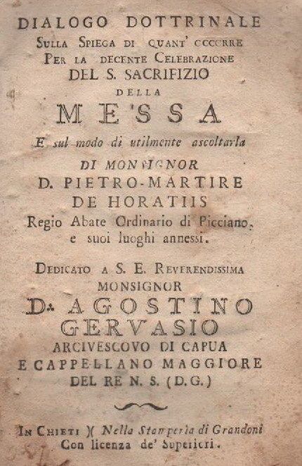Dialogo Dottrinale Sulla Messa | De Horatiis 1805 Chieti Picciano