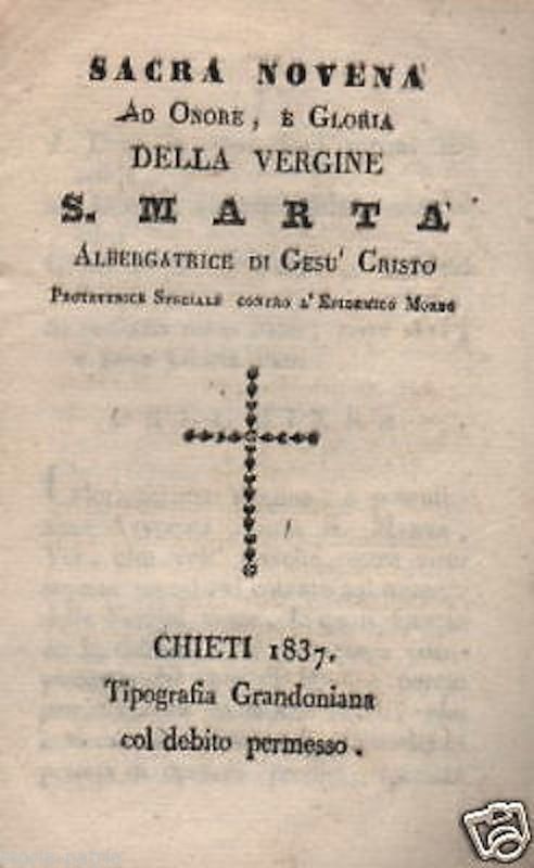 Sacra Novena A Santa Marta, Protettrice Contro Il Colera. Chieti, 1837