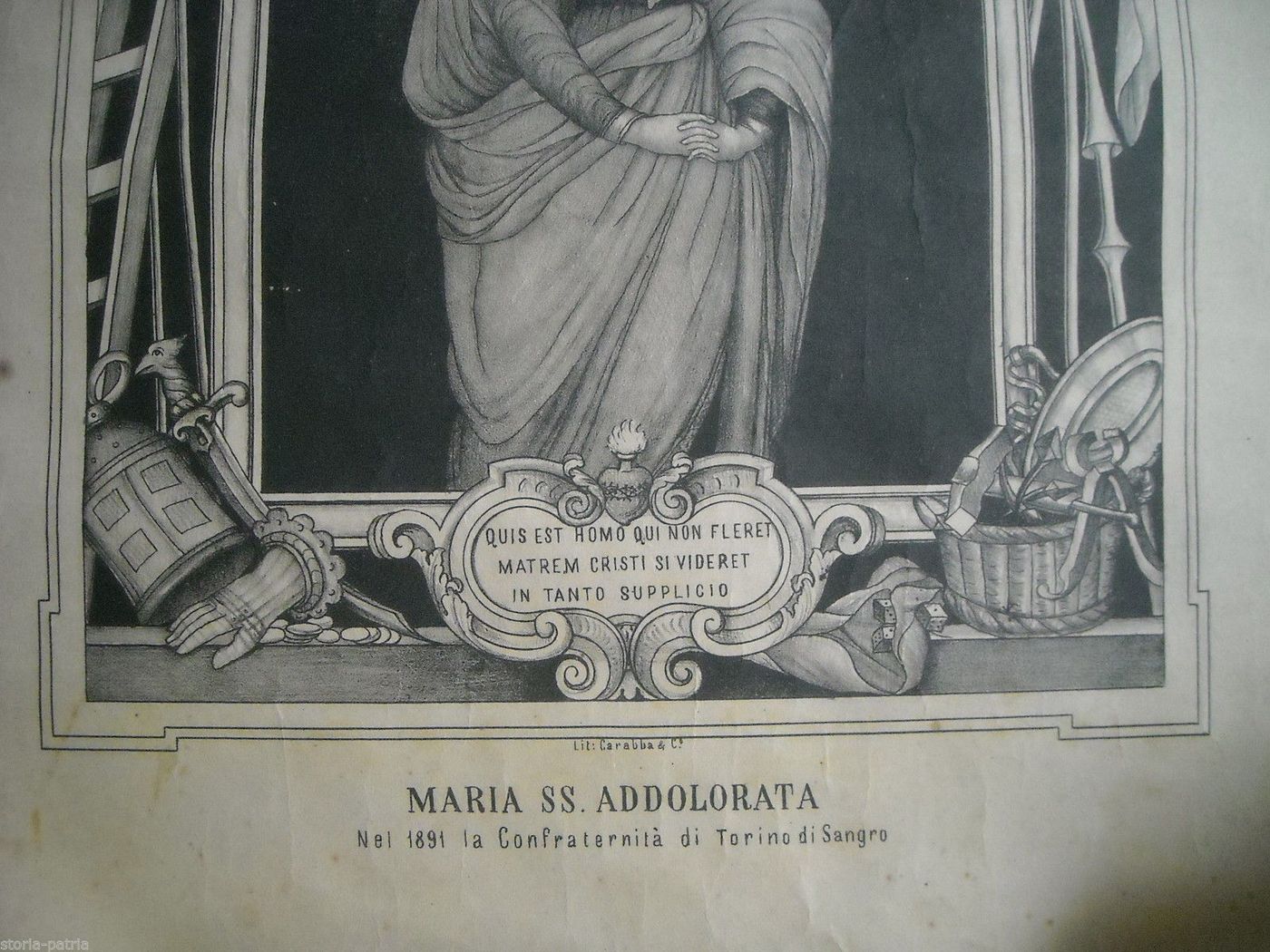 Stampa Litografica Madonna Addolorata, Torino Di Sangro 1891