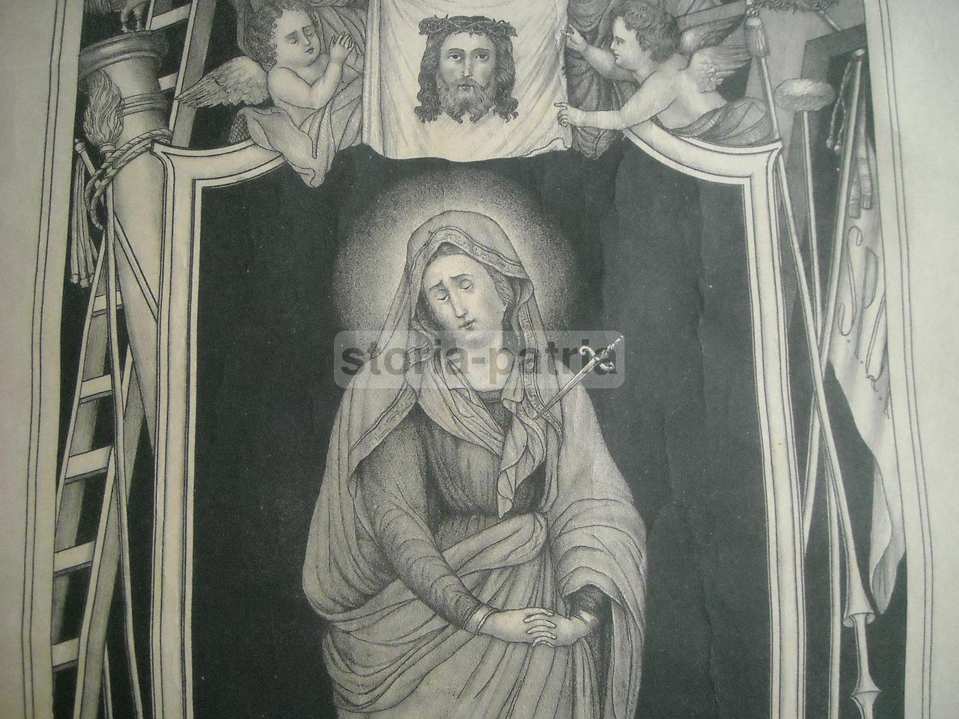 Stampa Litografica Madonna Addolorata, Torino Di Sangro 1891
