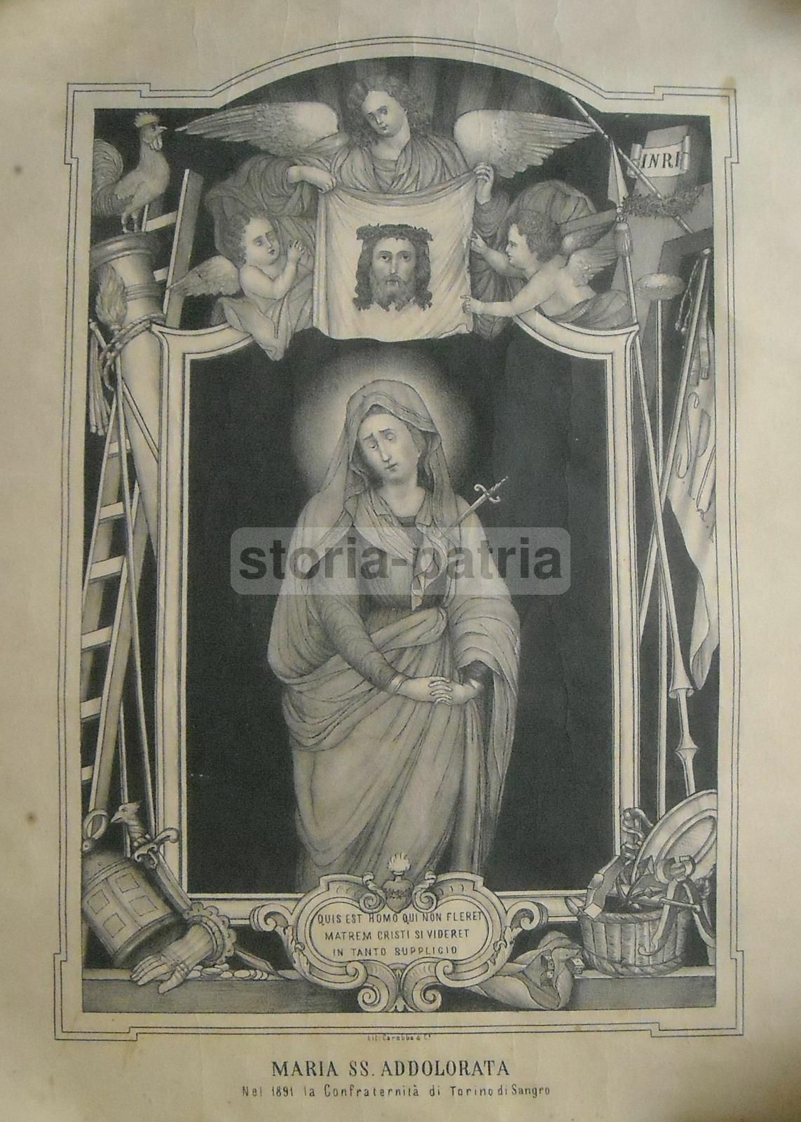 Stampa Litografica Madonna Addolorata, Torino Di Sangro 1891