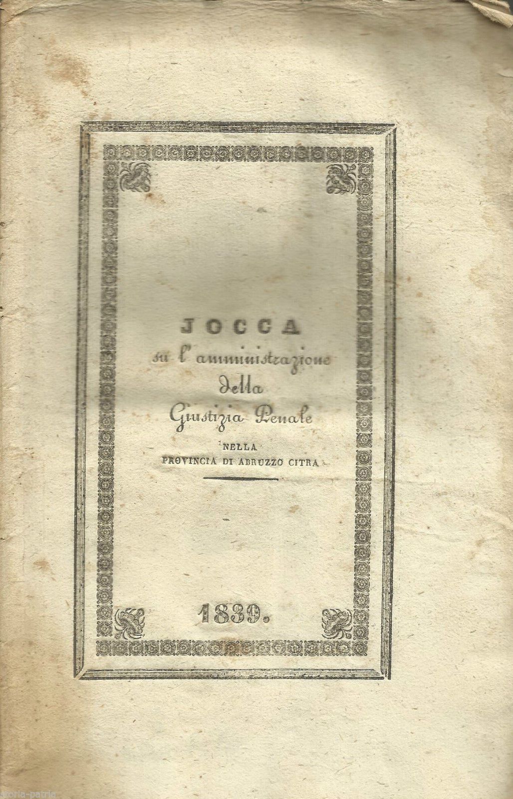 Discorso Sulla Giustizia Penale In Abruzzo Citra (1839) Di Scipione Jocca