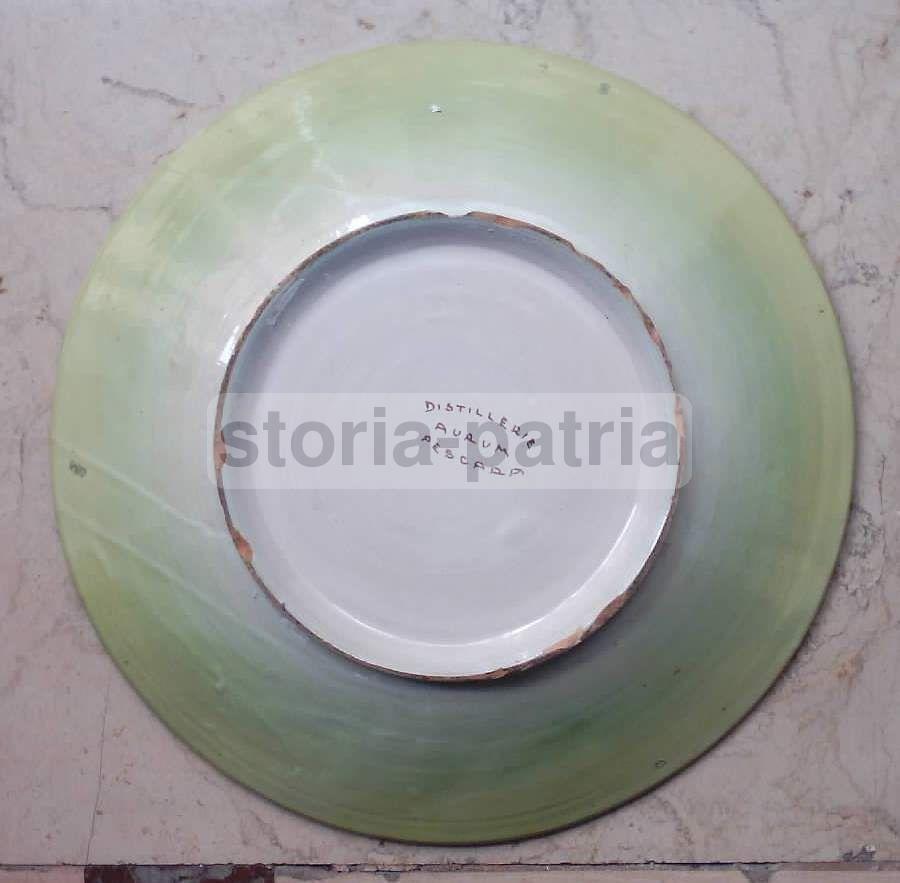 Piatto Pubblicitario Distillerie Aurum Pescara, Ceramica, Anni '30