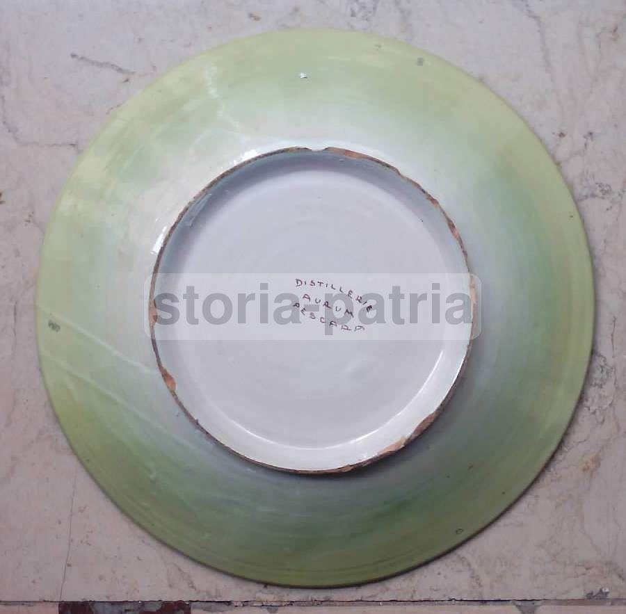 Piatto Pubblicitario Distillerie Aurum Pescara, Ceramica, Anni '30