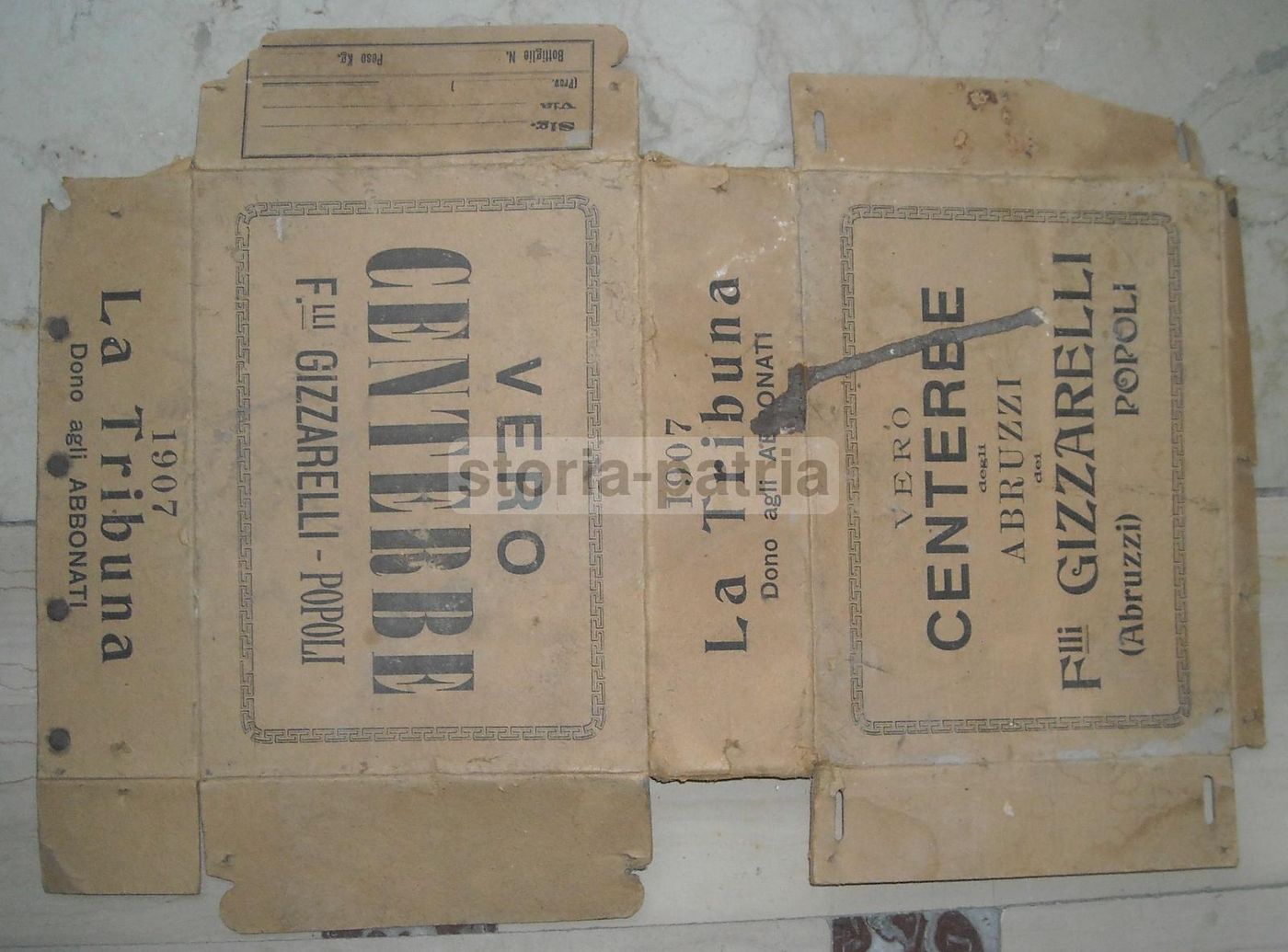 Pubblicità Centerbe Gizzarelli, Popoli, Abruzzo   La Tribuna, 1907