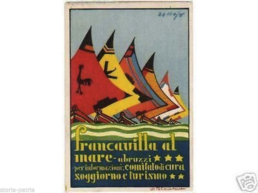 Cartolina Pubblicitaria Francavilla A Mare 1933, De Majo Per RACI Automobilismo