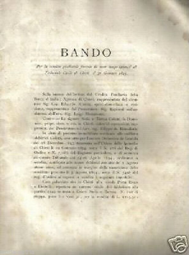 Bando Vendita Giudiziaria Palazzina, Chieti 1895