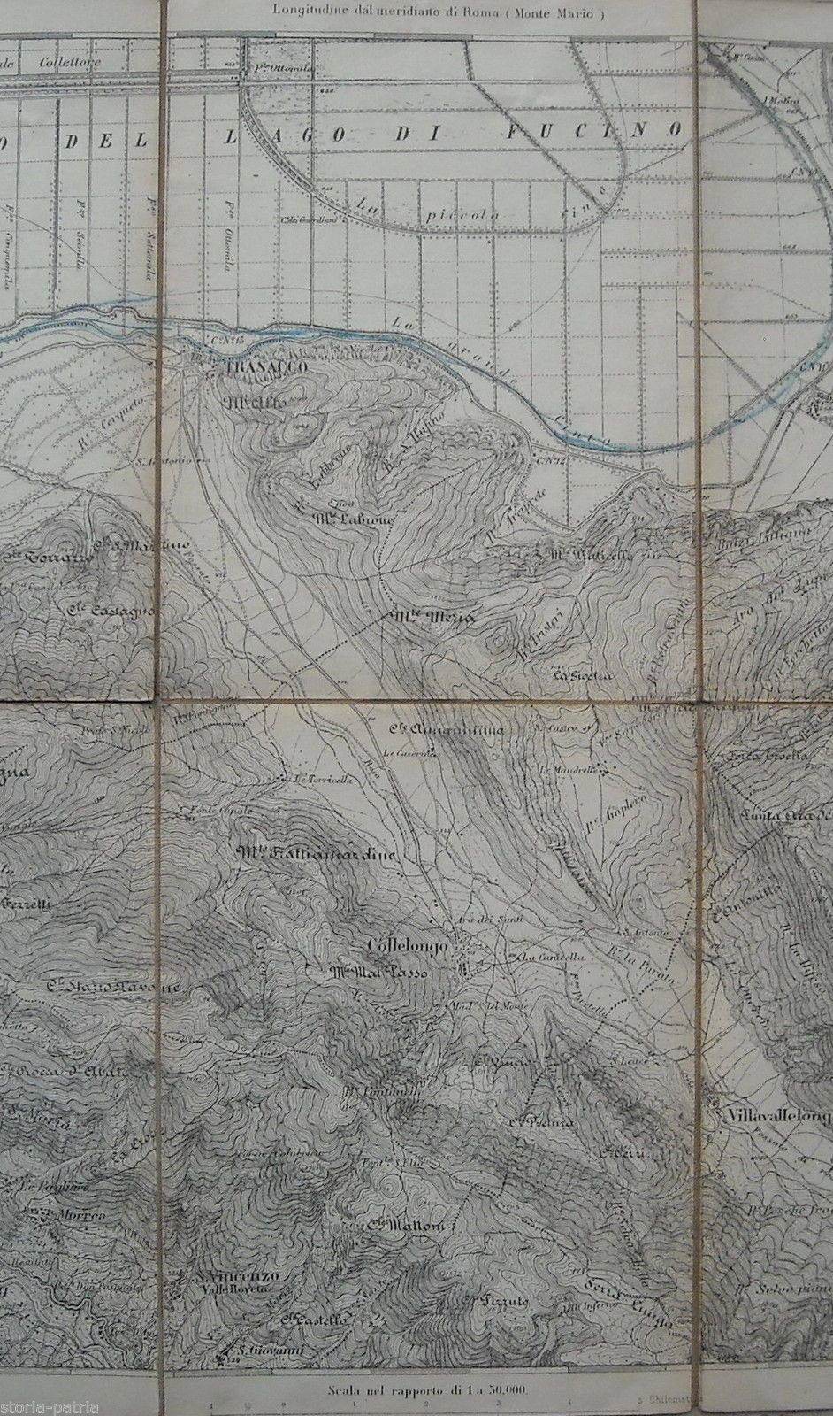 Mappa Antica Lago Fucino E Territori Dell'Abruzzo Aquilano, Fine '800   Inizio '900
