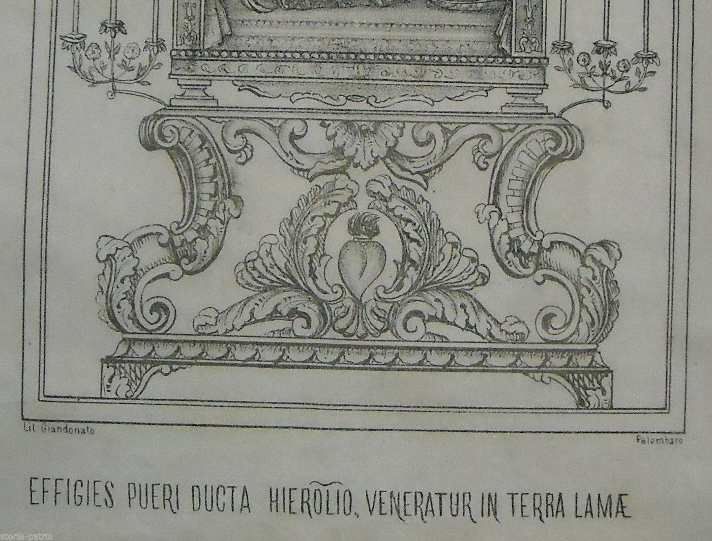 Stampa Litografica Devozionale Di Giandonato, Lama Dei Peligni, XIX Secolo