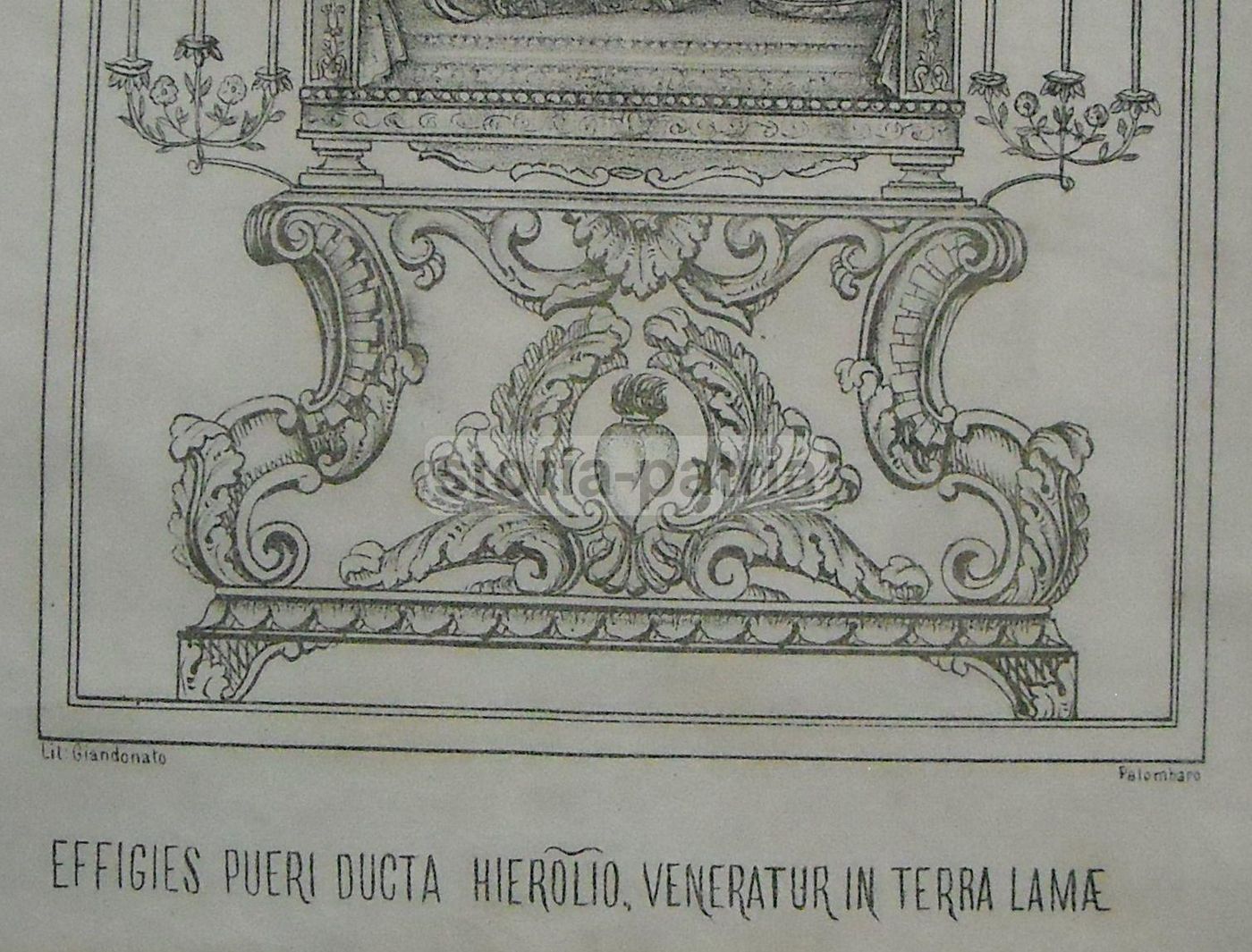 Stampa Litografica Devozionale Di Giandonato, Lama Dei Peligni, XIX Secolo