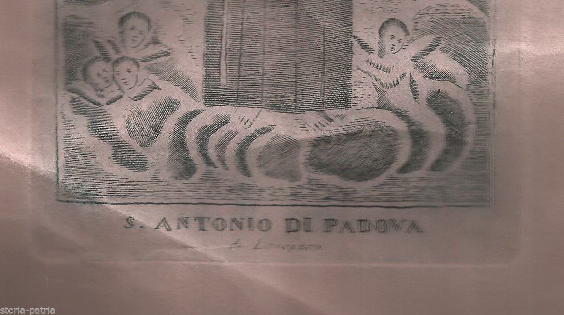Sant'Antonio Di Padova Di Lanciano: Antica Incisione Su Carta Rosata