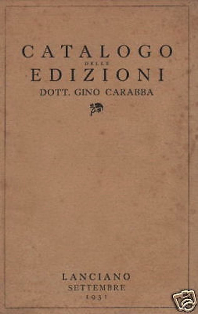 Catalogo Edizioni Carabba Lanciano 1931 Originale d'Epoca Raro