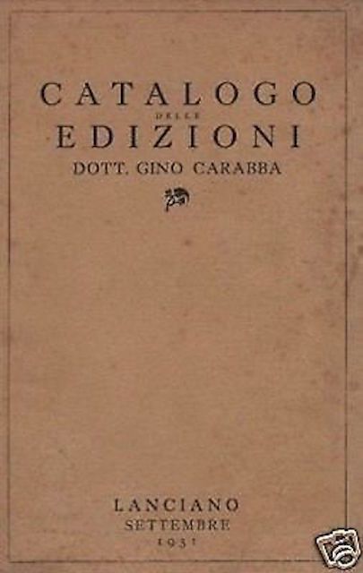 Catalogo Edizioni Carabba, Lanciano, 1931